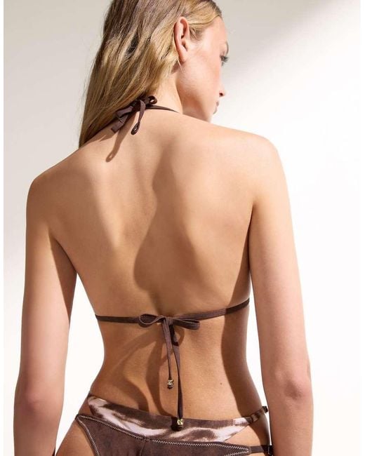 Calzedonia Brown Triangle Bikini Top Suede