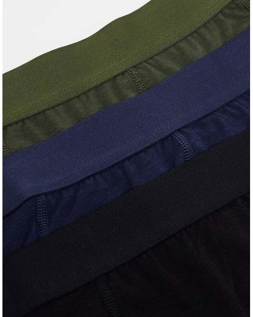 Pack De 3 Calzoncillos De Color Caqui Bambú Y Negro De Jack & Jones de hombre de color Blue