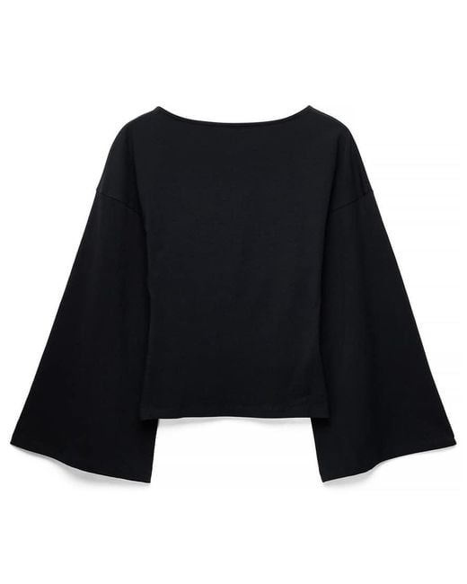 NA-KD Blue Soft Cotton Wide Sleeve Jersey Top