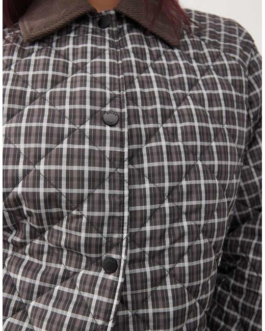 Noisy May Gray Quilted Check Jacket