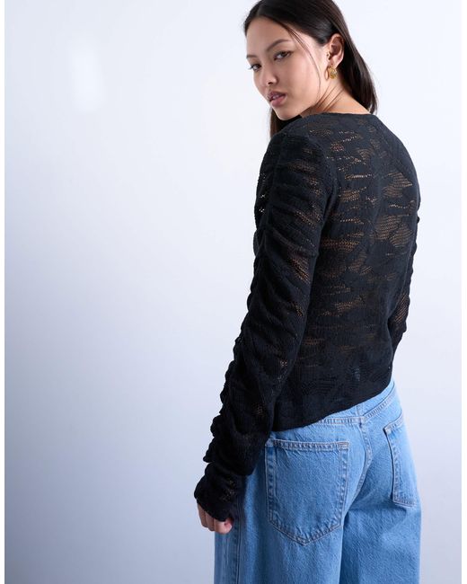 TOPSHOP Blue Lace Asymmetric Top