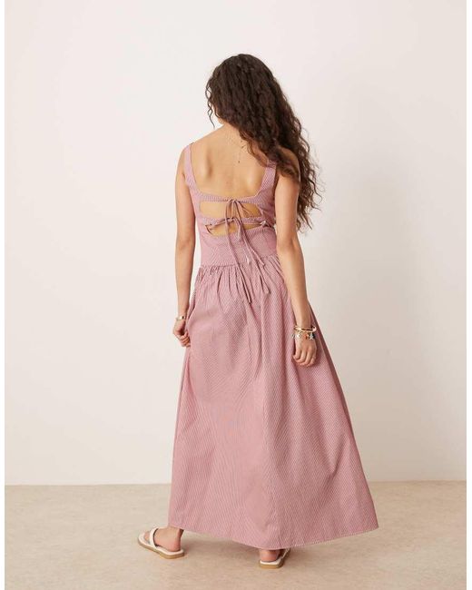 Glamorous Square Neck Drop Waist Midaxi Dress in Pink | Lyst UK