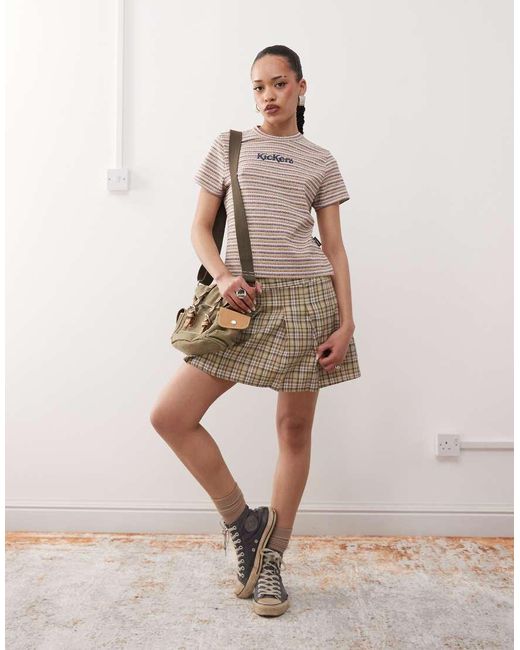 Kickers Brown Retro Stripe Crop Baby Tee