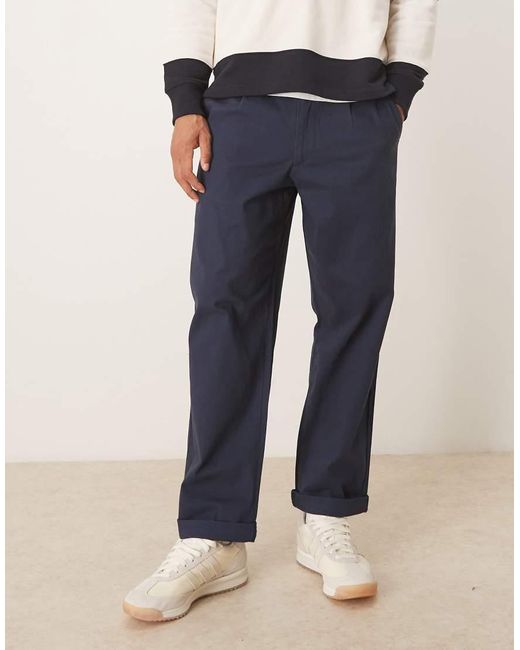 Pantalones Chinos De Corte Tapered Holgado Con Pinzas De ASOS de hombre de color Blue