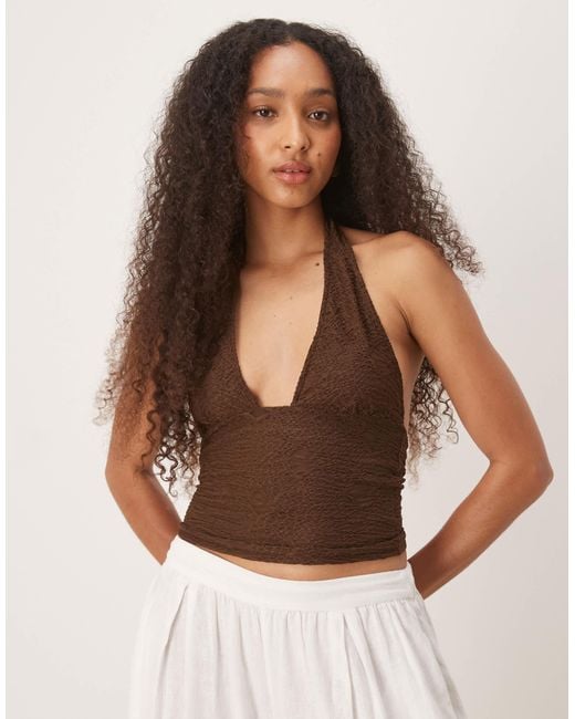 Motel Brown Cosimo Halterneck Top