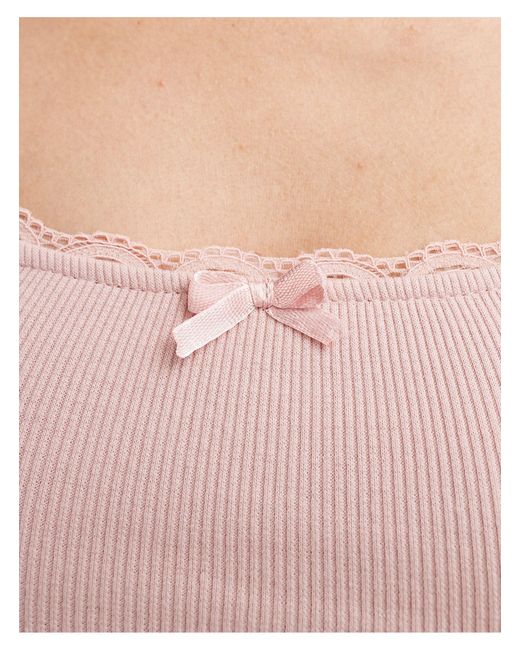 Motel Pink Bovita Long Sleeve Ribbed Top