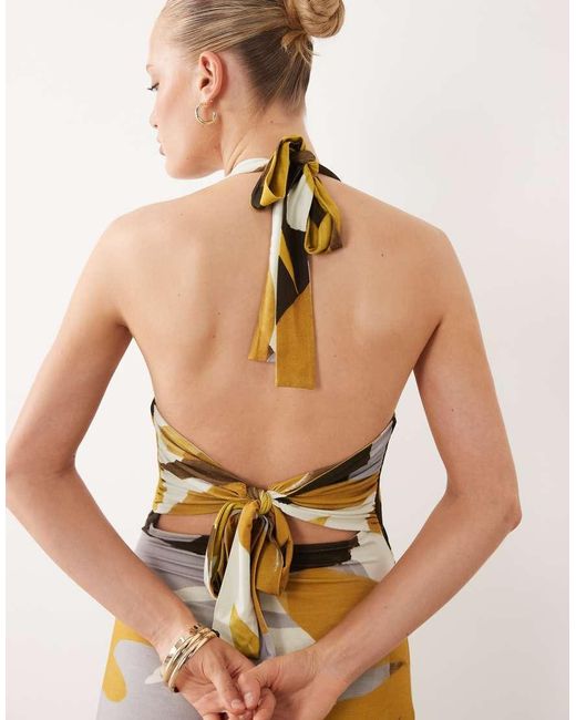 ASOS Metallic Tie Back Halter Midi Dress