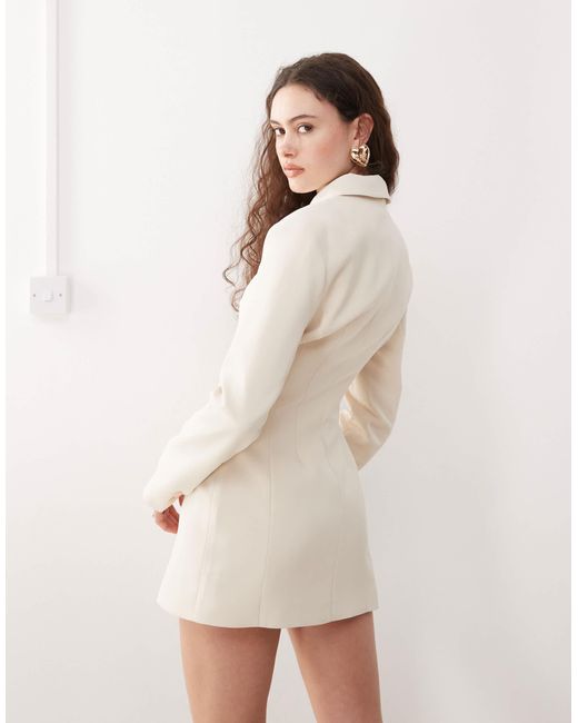 Lioness Natural Cheri Structured Button Front Tailored Blazer Mini Dress