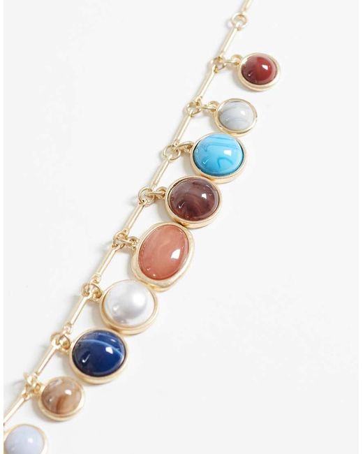 Reclaimed Vintage Blue Charm Necklace With Gem Stone