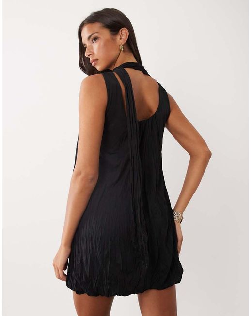 ASOS Black Crinkle Scarf Mini Dress