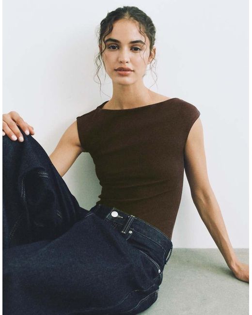 Pull&Bear Blue Short Sleeve Bodysuit