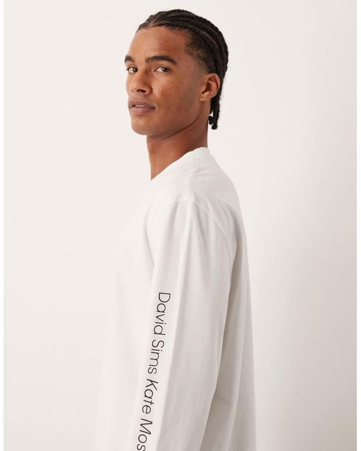Calvin Klein White Kate Moss Long Sleeve Print Tee for men