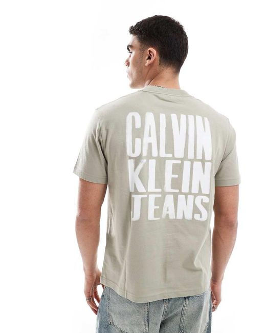Calvin Klein White Paint Back Print Logo T-shirt for men