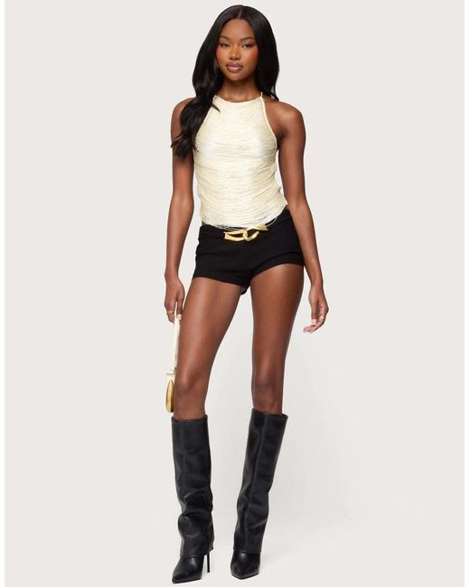 Edikted Black Kalana Crisscross Backless Fringed Top