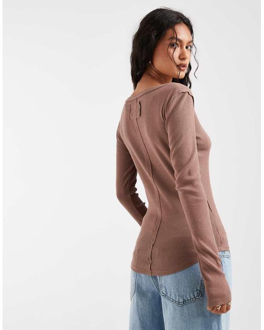 Free People Blue Jamie Henley Long Sleeve T-Shirt