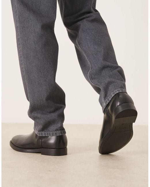 Mango Black Leather Chelsea Boot for men
