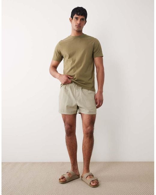 ASOS Green Short Length Seersucker Swim Shorts for men
