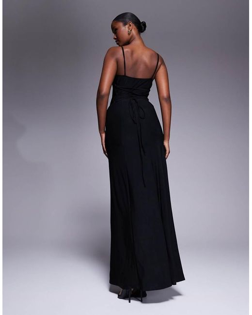 ASOS Blue Lace Up Back Maxi Slip Dress