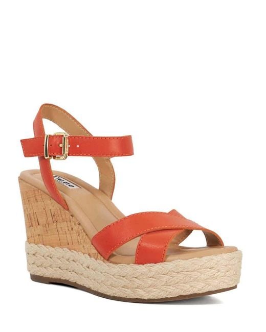 Dune Pink Kindest Cork And Woven Wedge Sandals
