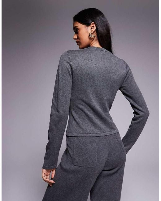 Kaiia Gray Exclusive Button-through Split Front Long Sleeve Cardigan