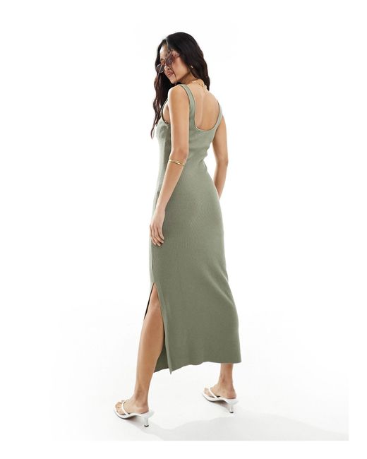 & Other Stories Green Knitted Sleeveless Midi Column Dress