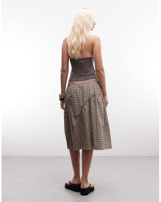 Daisy Street Natural Midi Skirt With Ruffle Detailing