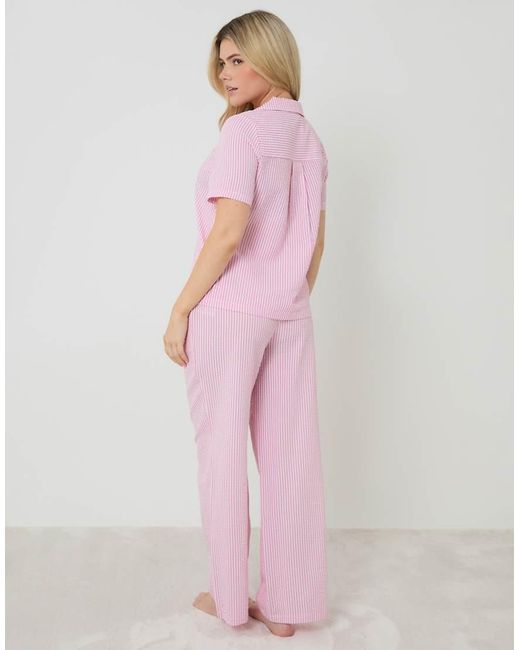 Threadbare Pink Check Short Sleeve Button Up Pyjama Set