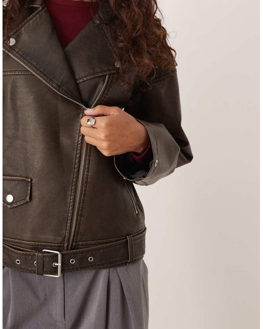 JJXX Black Faux Leather Biker Jacket