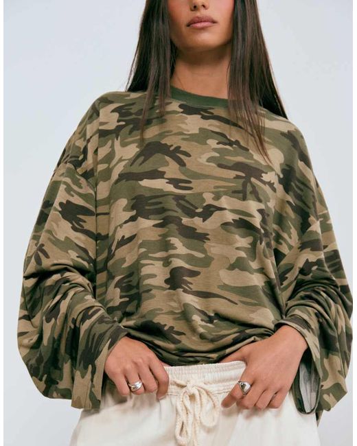 Lioness Metallic Bloom Blend Long Sleeve Crew Neck Boxy T-shirt