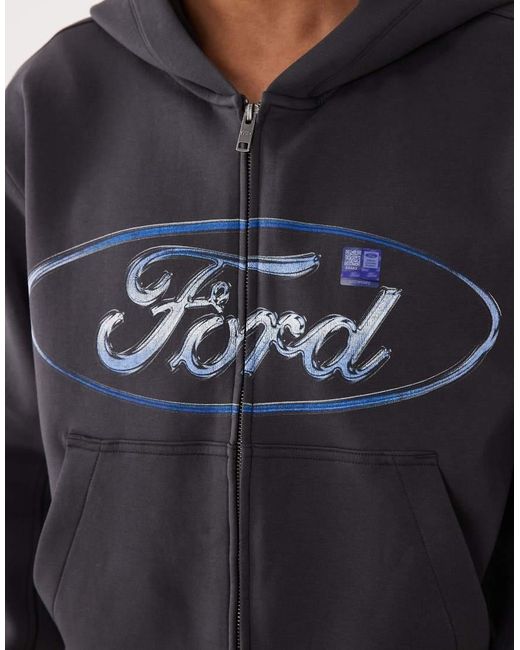 Abercrombie & Fitch Blue Ypb Ford Graphic Print Zip Up Hoodie for men