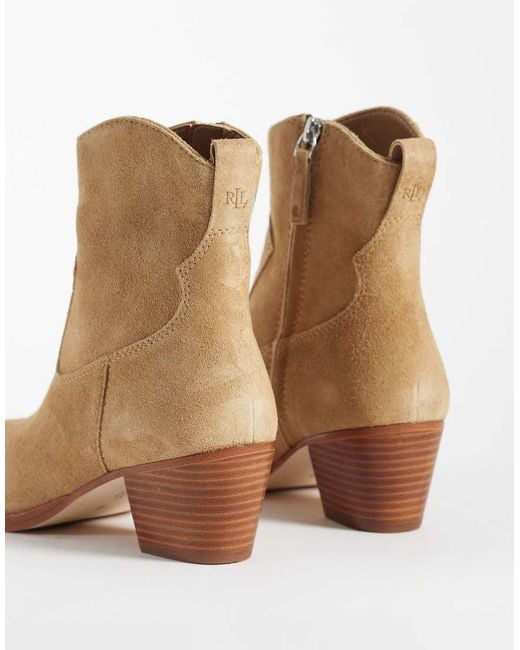 Ralph Lauren White Harpher Suede Ankle Boot