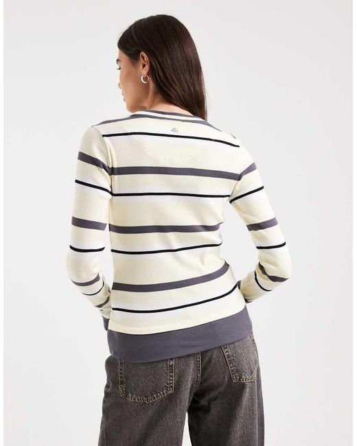 4th & Reckless Gray Cotton Rich Ribbed Crew Neck Long Sleeve T-Shirt