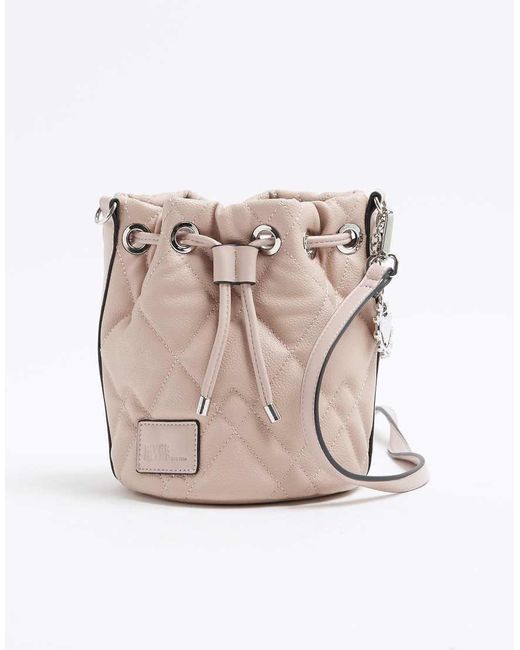 River Island Natural Quilted Bucket Bag