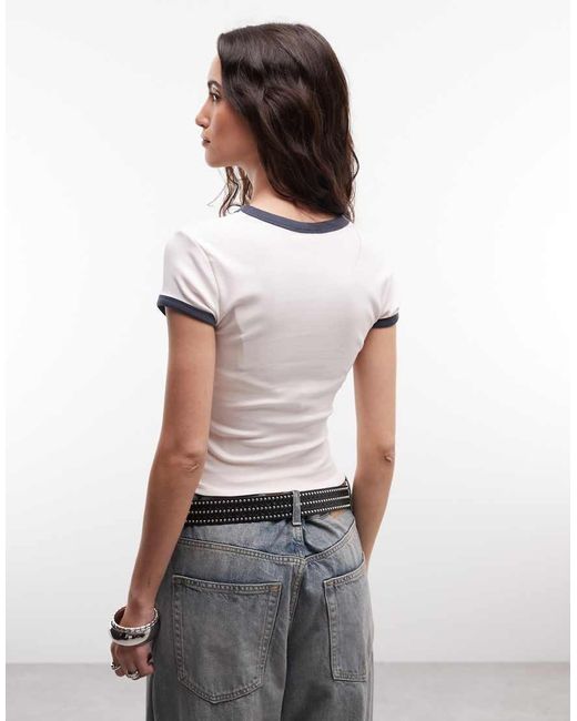 ASOS Gray Ringer Baby Tee With Runners Sports Graphic