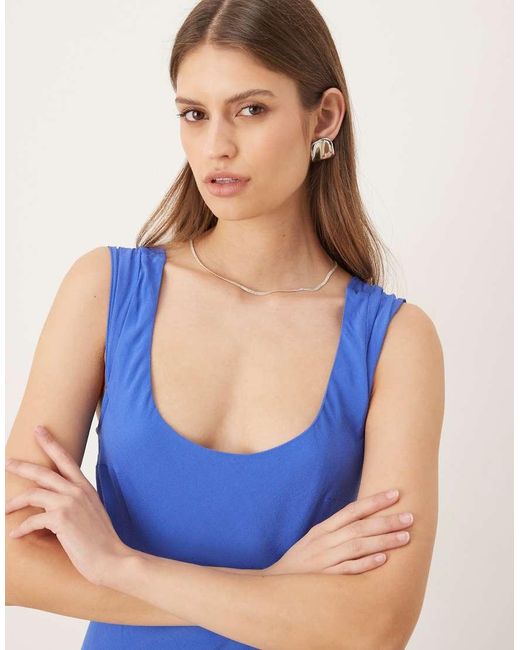 ASOS Blue Cap Sleeve Midi Dress