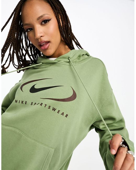 Felpa con cappuccio oversize olio di Nike in Green
