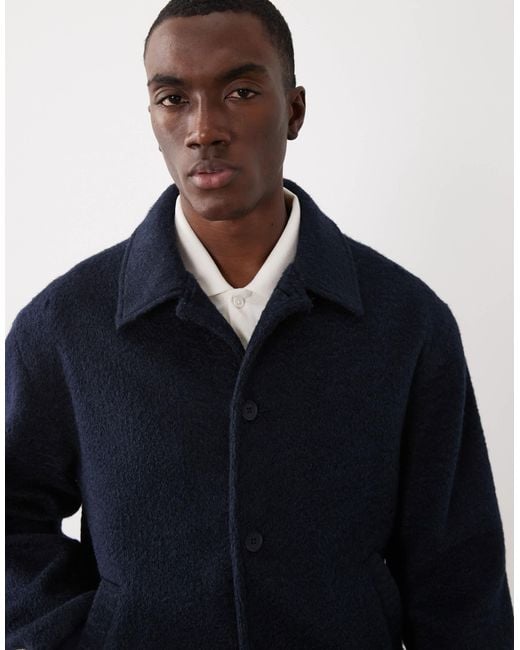 ASOS Blue Wool Look Bomber Jacket for men