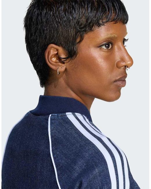 Adidas Originals Blue Superstar Denim Corset Track Top