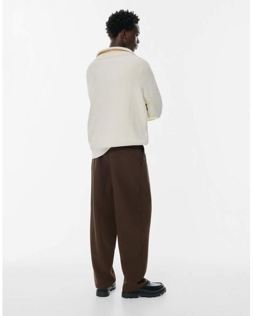 Pull&Bear White Tailored Fit Trousers for men
