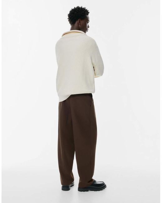Pull&Bear White Tailored Fit Trousers for men