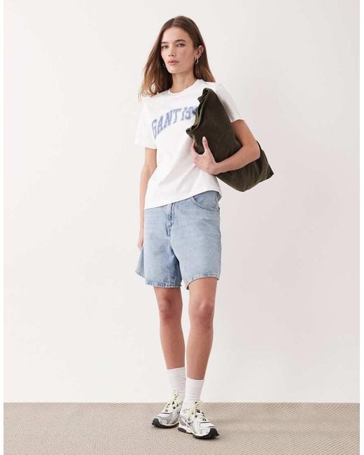 Gant White Graphic Collegiate T-Shirt