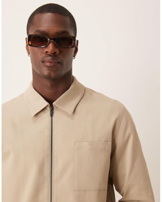 ASOS Natural Smart Co-ord Harrington Jacket for men