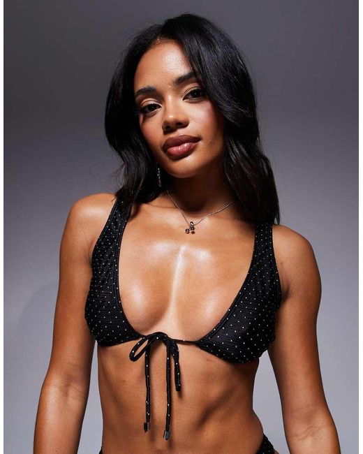 South Beach Black Studded Bikini Top