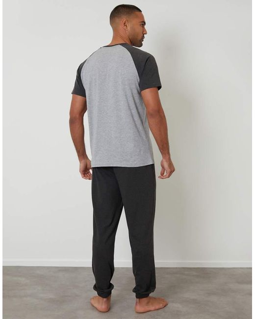 Threadbare Gray Raglan Short Sleeve Lounge Set for men