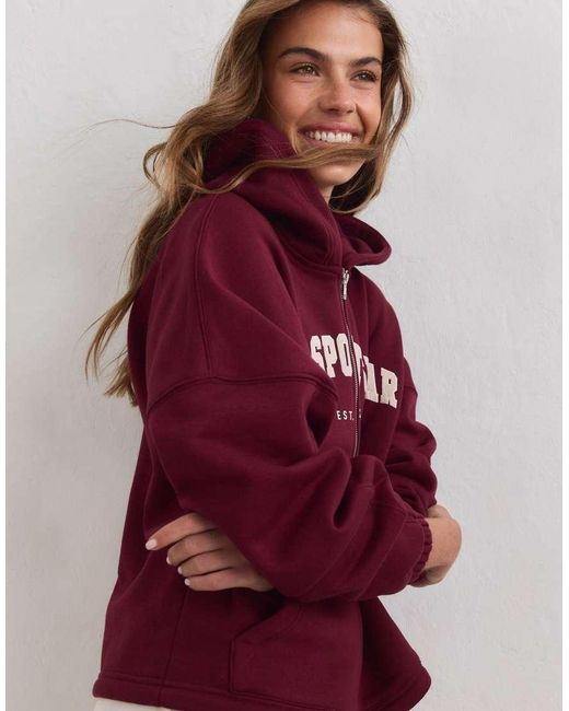 Aim'n Red Merlot Varsity Sweat Zip Hood