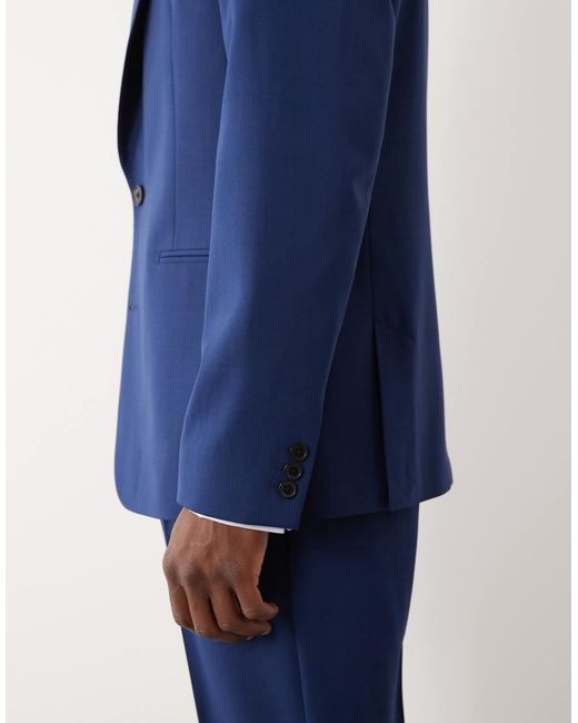 ASOS Blue 100% Summer Wool Slim Suit Jacket for men