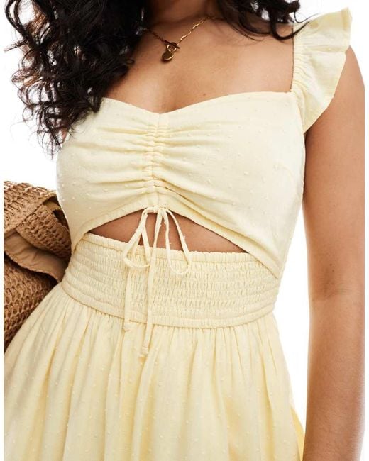 Hollister Natural Flutter Sleeve Cutout Playsuit