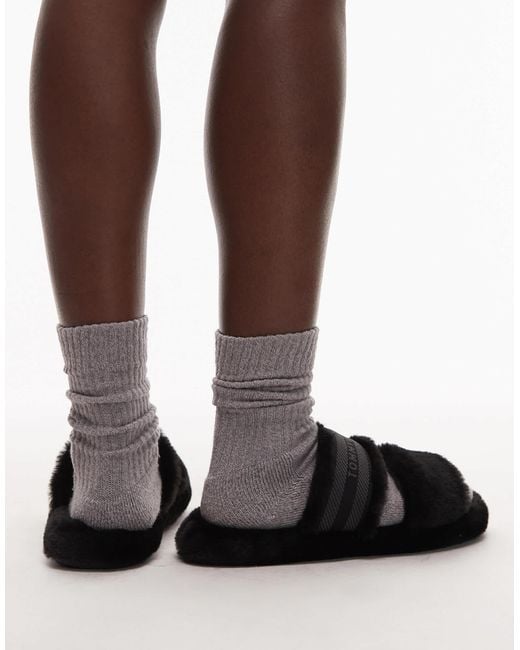 Tommy Hilfiger Brown Faux Fur Slippers