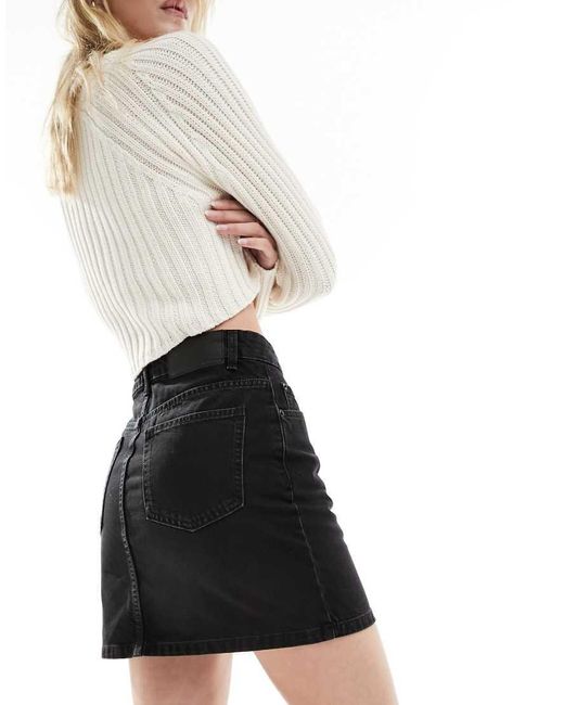 ASOS White Asos Design Tall Denim High Waisted Mini Skirt