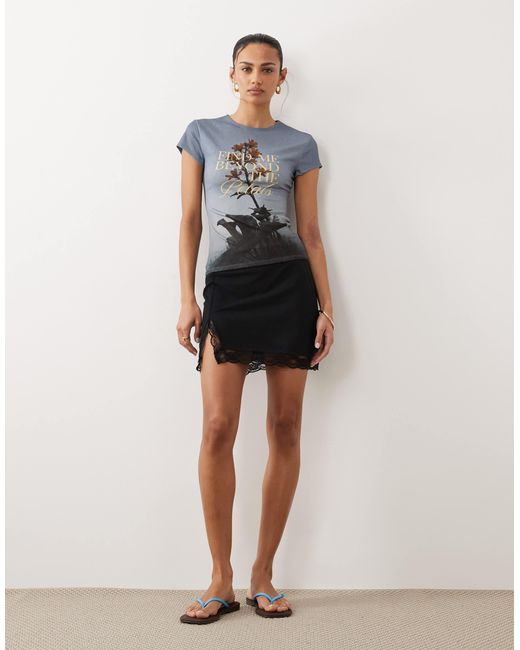 ASOS White Mini Skirt With Side Split With Lace